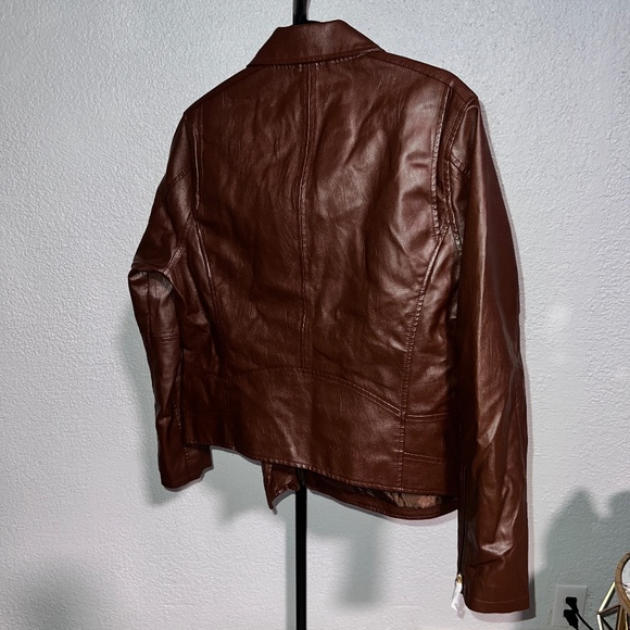 NWT Dex Plus Faux Leather Moto Jacket in Brick - Picture 11 of 16